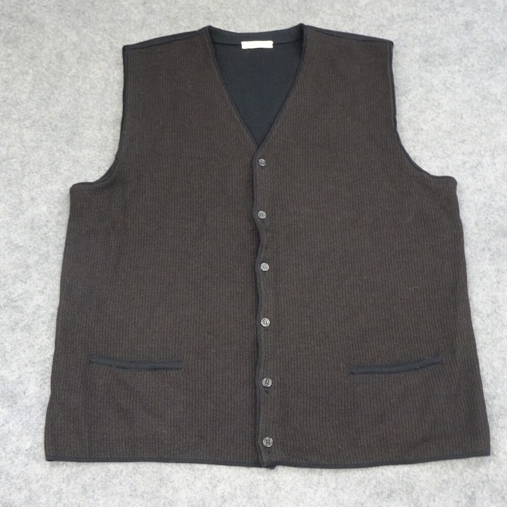 Della Ciana Sweater Mens 44 Extra Large XL Brown Cardigan Vest Merino Wool